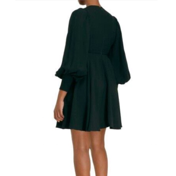ZIMMERMANN GREEN BLACK KEYHOLE CUT OUT NECK BALOON LONG SLEEVE MINI DRESS - Picture 13 of 14